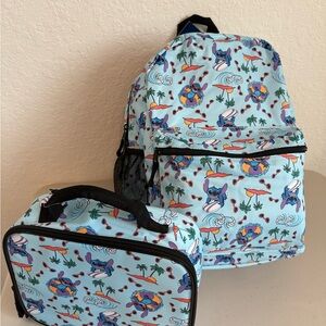 Disney Blue Stitch Backpack and Lunchbox Set
